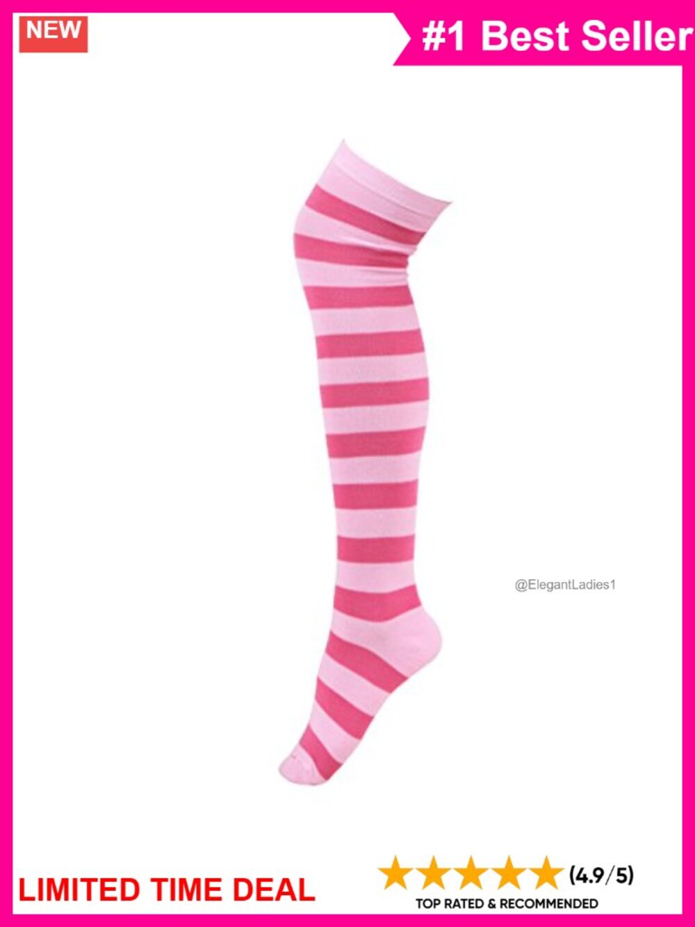 Extra Long Striped Over Knee High Opaque Costume Stockings